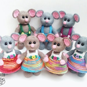K034 Knitting Pattern - Little Baby mice | mouse | rat with clothing animal dolls - Amigurumi - by Zabelina Etsy