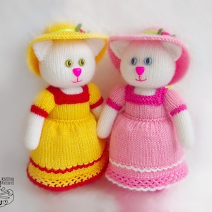 K084 Knitting Pattern - Glamorous Cat with clothes (Dress, underwear, hat) - Amigurumi - by Zabelina Etsy