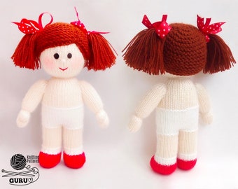 K067 Knitting Pattern - Dolls with brown hair - Amigurumi - by Zabelina Etsy