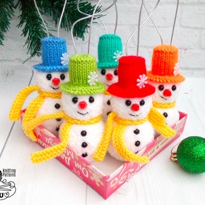 K016 Knitting Pattern - Snowman decor with 3 hats - Amigurumi Christmas New Year - by Zabelina Etsy