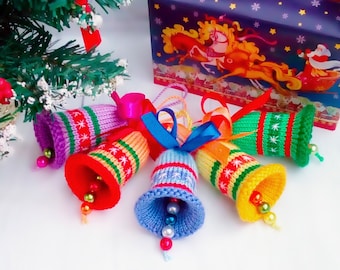 K007 Knitting Pattern - Bells decor New Year Christmas pattern - Amigurumi - by Zabelina Etsy