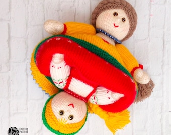 K074 Knitting Pattern - Doll Girl-Woman two dolls in one - Amigurumi - by Zabelina Etsy