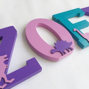 Little Girl Dinosaur Room Decor, Wood Letters for Pink Dinosaur Birthday Decor, Dino Wooden Wall Letters, Custom Wood Name Sign,