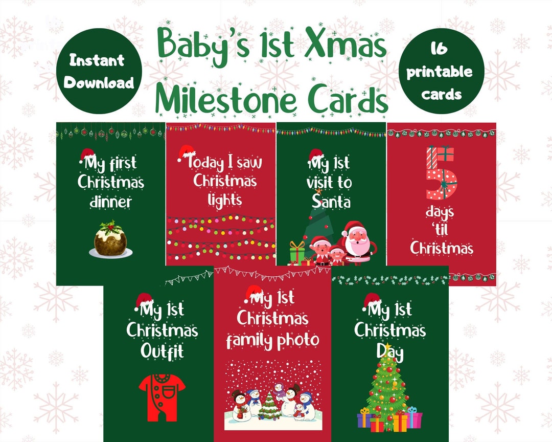 Christmas Milestone Cards, Babys First Christmas Photography Props, Babys 1st Christmas, New