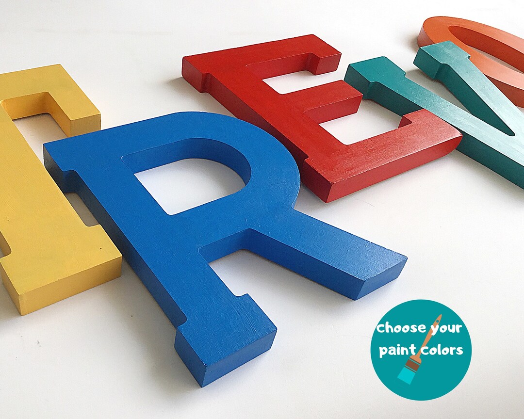 Colorful Nursery Letters for Wall, Custom Wooden Name Sign, Unique Baby Boy Gift, Large Wood