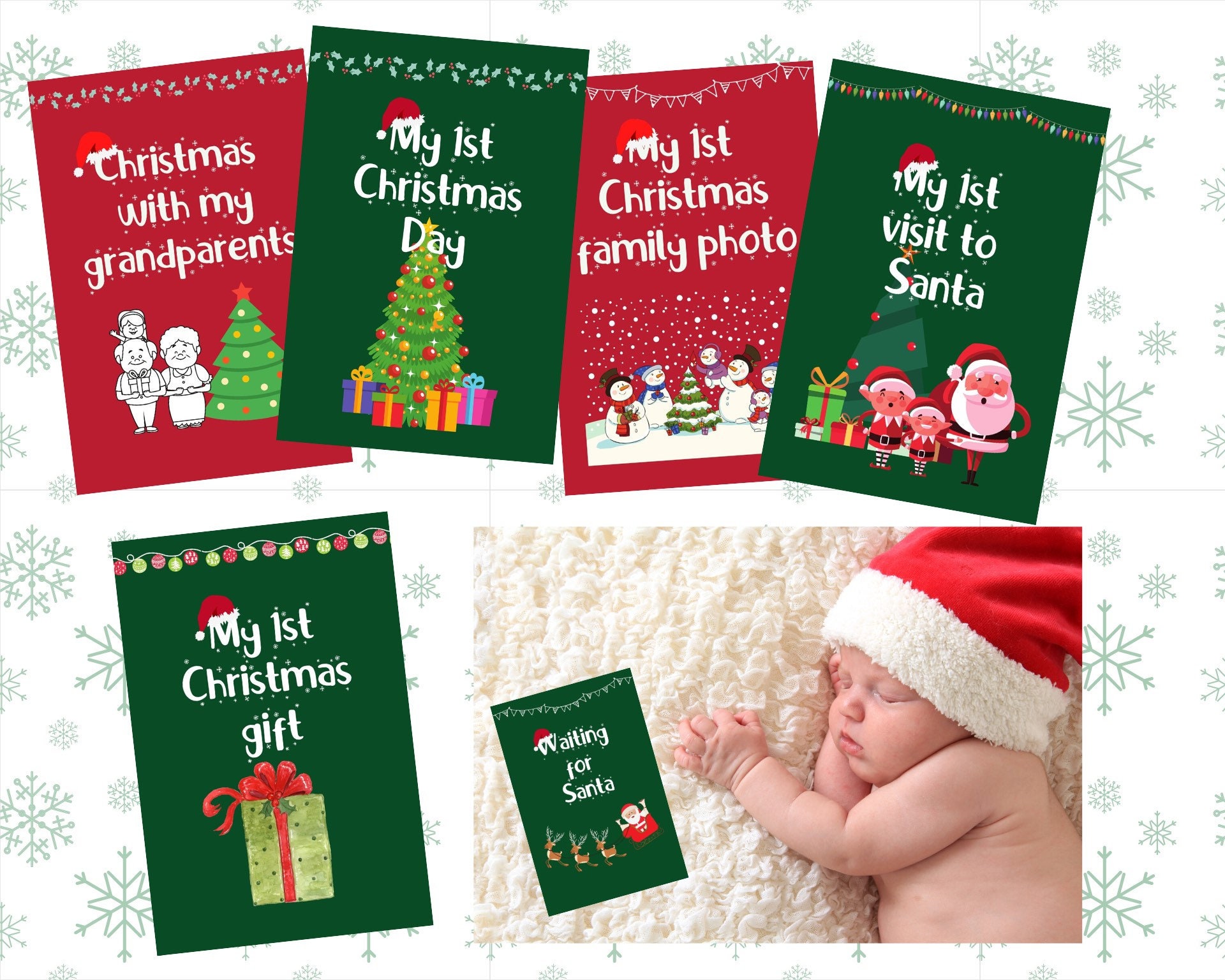 Christmas baby milestone cards for baby first christmas photo  etsy