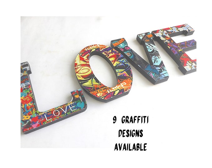 Graffiti Name Sign, Rap Hip Hop Wood Letters, Gifts for Boyfriend, Street Art Man Cave Love Wood Sign, Bedroom Wall Decor, Couples Gift Idea