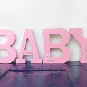 Wooden Letters for Baby Shower Centerpiece, Oh Baby Name Custom Letters ...