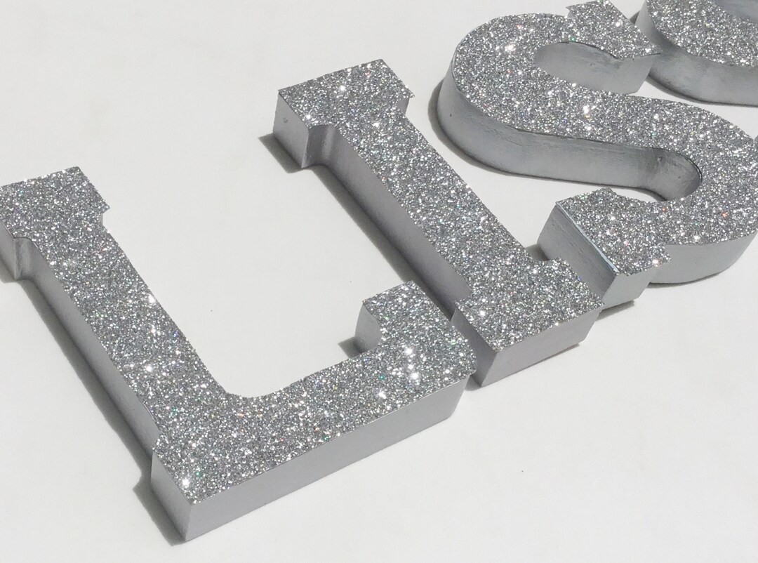 Glitter Wooden Letters, Glam Wall Decor, Bling Name Sign, Freestanding