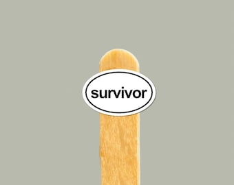 Pegatina de vinilo SURVIVOR — Regalo de autocuidado, calcomanía para botella de agua y portátil