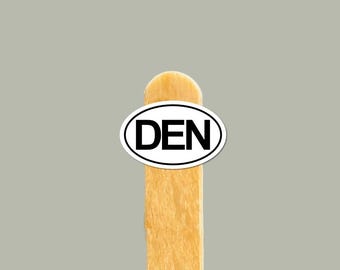 DEN Vinylklistermärke — Resepresent till Denver, vattenflaska och laptopdekal