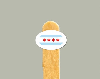 Chicago Flag Vinyl Sticker: Water Bottle, Laptop Decal