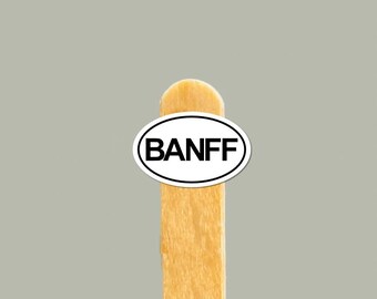 Banff vinylklistermärke — Skidresa, vattenflaska och laptopdekal
