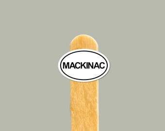 Mackinac vinylklistermärke — Michigan Island present, vattenflaska och laptopdekal