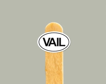 Vail vinylklistermärke — Colorado skidgåva, vattenflaska och laptopdekal