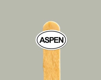 Aspen vinylklistermärke — Colorado skidgåva, vattenflaska och laptopdekal
