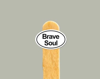 Pegatina de vinilo BRAVE SOUL — Regalo para el autocuidado, calcomanía para botella de agua y portátil