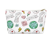 Feminist Accessory Pouch, Girl Power bag, Cosmetic bag, Toiletry bag, Pencil bag, Travel bag, Makeup bag, Accessory Pouch w T-bottom