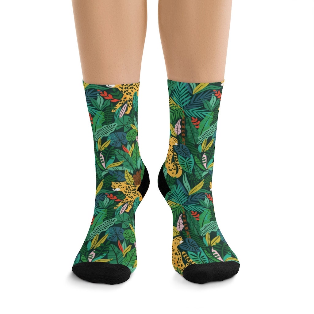 Jungle socks Tropical socks Gift socks Tropical vibes | Etsy