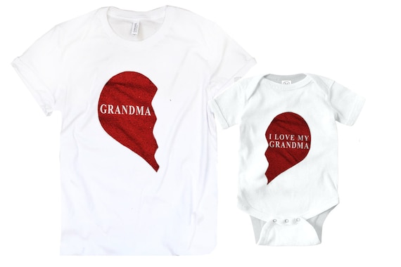 Grandma and I Love My Grandma Matching Half Heart Shirts or Romper for  Grand Daughters or Grandson Free Shipping -  Hong Kong