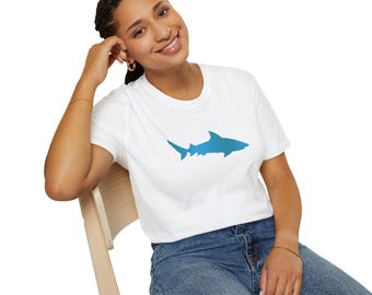 White Shark Silhouette T-Shirt – Unisex Cotton Tee