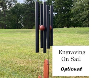 36 Inch Deep Tone with Two Sails Wind Chime: Custom Engraved Sunshine Gift