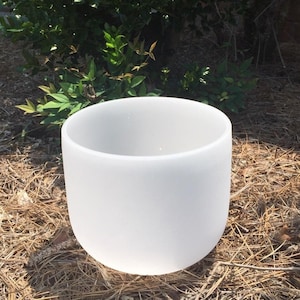 The 8 Inch C, D, F, A Note Frosted 99.99% Quartz Crystal Singing Bowl, Musical Clear Sounds, Healing Meditation Bowl with a Mallet & O-ring