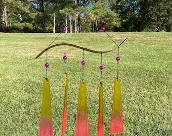 Handmade Glass Wind Chime with Beads: Outdoor Garden Decor