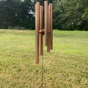 Custom Engraving, 33 Inch Golden Wind Chime: Harmonic Deep Tone, Ash Wood Top Golden No Engraving