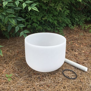 12 Inch F Note Heart Chakra Frosted Quartz Crystal Singing Bowl, Musical Clear Sounds, Healing Meditation bowl with a mallet & rubber ring