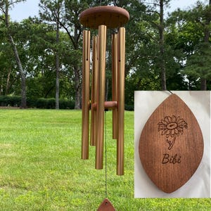 Carillón de viento clásico grande personalizado de 40 pulgadas, tono profundo, dorado, con melodía relajante para jardín.