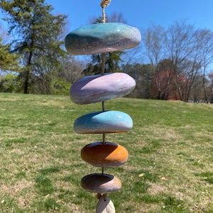Ceramic Colorful Wind Chimes, 13 Inch Colorful Rock Tiered Bell Wind Chime, Perfect for Garden, Patio, Sunroom, Front Porch, and Backyard