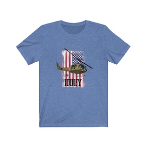 UH-1 Huey Helicopter and US Flag Patriotic Tee