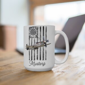 Patriotic P-51D Mustang & Betsy Ross Flag Mug