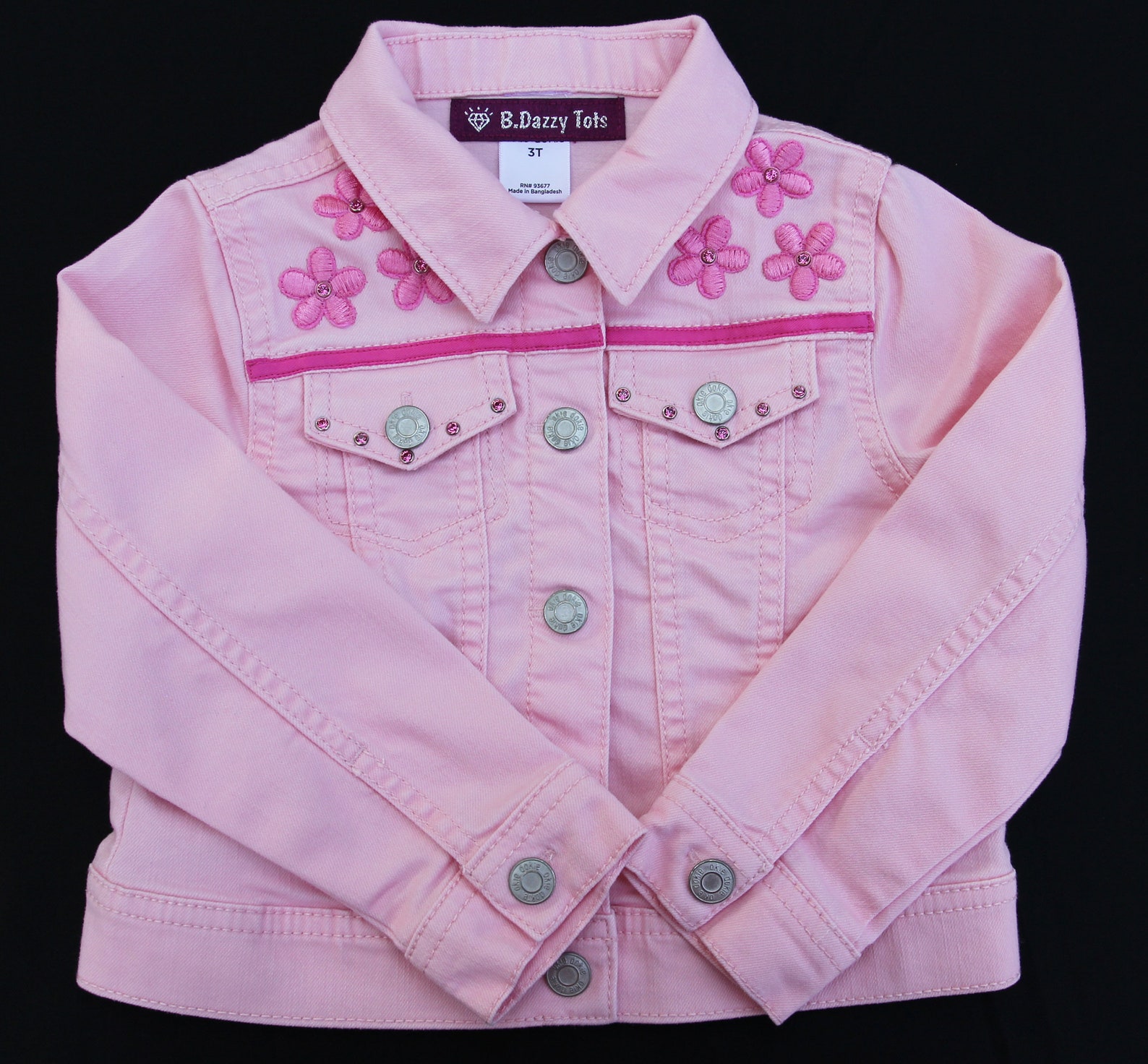 Toddler Pink Denim Jacket Size 3T Embellished Bling Etsy