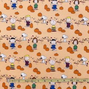 Peanuts Pumpkin Patch Halloween - 100% Cotton Fabric by Springs Creative - Yard, 1/2 Yard, Fat Quarter - FREE SHIPPING
