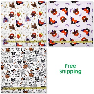 Disney Halloween Fabric - Mickey & Minnie Mouse - 100% Cotton - Yard, 1/2 Yard, Fat Quarter
