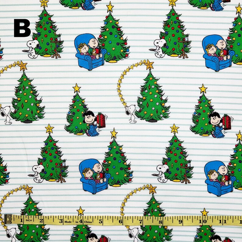 Peanuts Christmas Fabric Snoopy Charlie Brown Friends Etsy