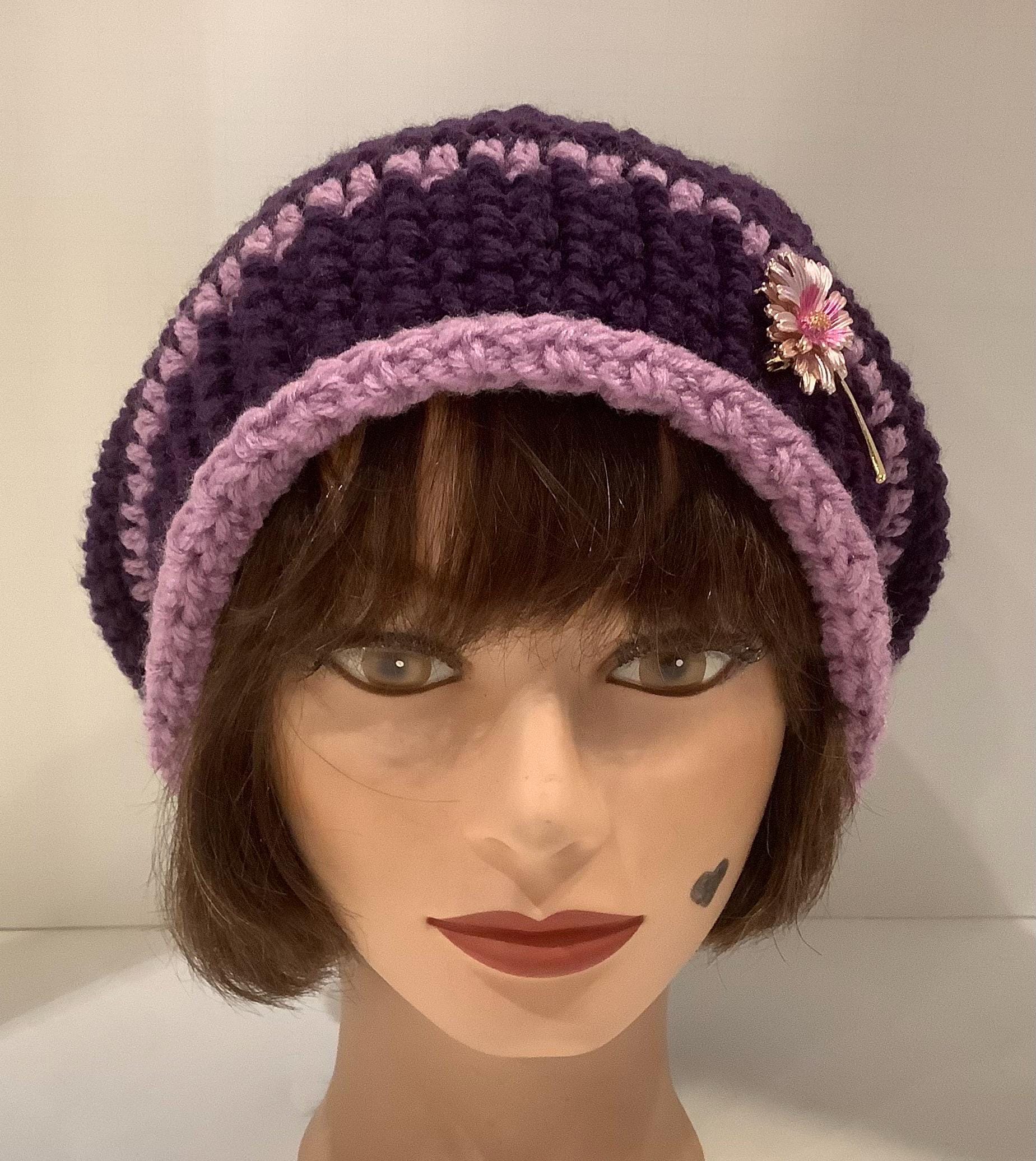 Women\'s Heathered Lavender Purple Hand Knit Slouchy Hat Layla Slouchy Hat – lisaFdesign main image 4