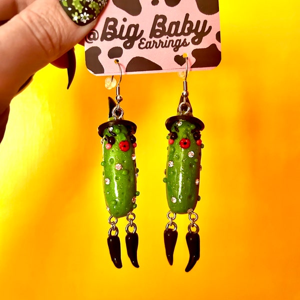 Big Baby’s Pretty Pickle Witch Earrings (Glow in the Dark) PREORDER