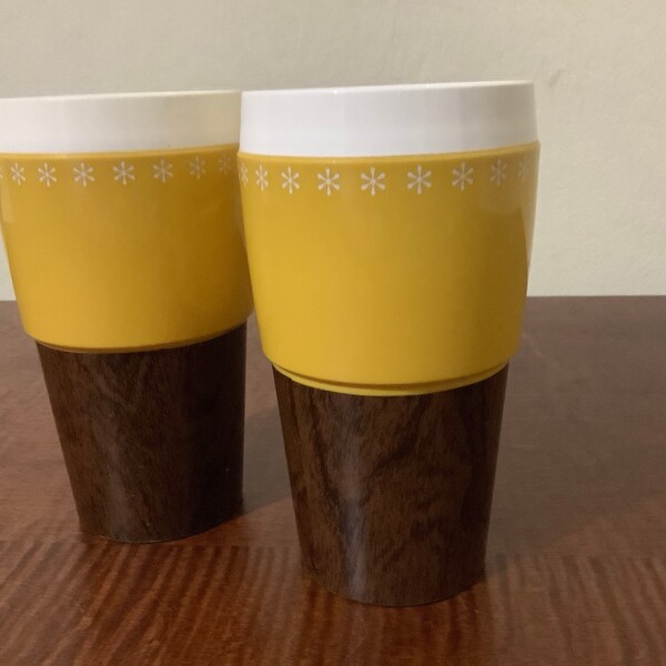 Wood Hue Thermal Ware Mid Century Cups Set of 2
