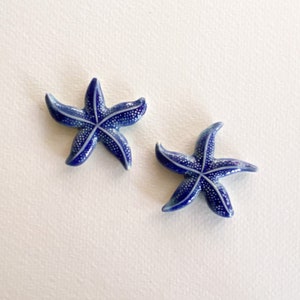 Blue Ceramic Starfish Mosaic Shells Sand Dollars Beach Tiles for Crafts Mural Backsplash