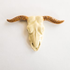 Ceramic Western Longhorn Cow Skull Tile for Mosaics Murals Backsplash Gift