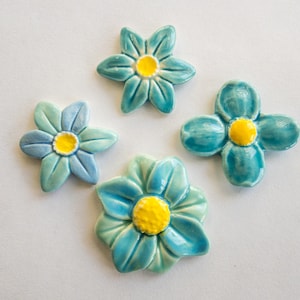 DISCOUNTED- Grab Bag Teal Turquoise Blue Flowers Ceramic Mosaic Tiles for Backsplash Mural