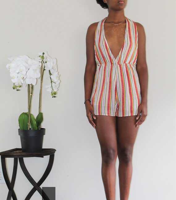 Retro halter neck play suit