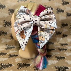 Pink Santa Hair Bow with Clip - Christmas