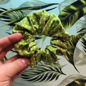 Green Dots Scrunchie