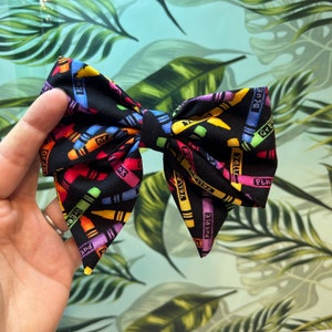 Crayons Hair Bow with Clip - Back to School