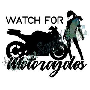 Watch for Motorcycles Girl Biker Street Bike Decal Sticker