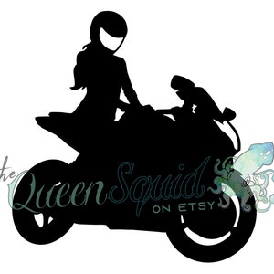 Lady Biker Sitting Pretty Vinyl Decal